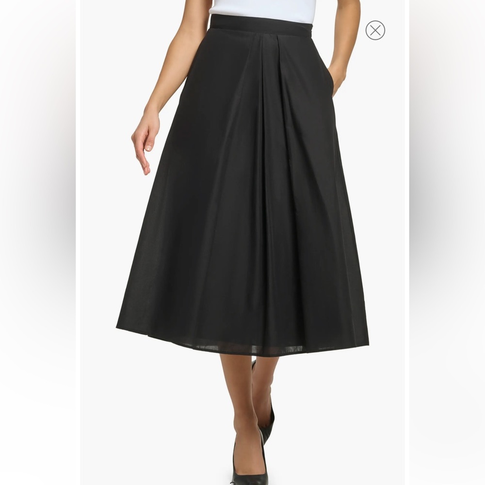 DKNY Cotton Voile A-Line Skirt full pleated new dress cocktail party midi M - Picture 2 of 8